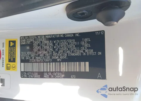 2013 Lexus Rx 350 z USA, uszkodzony, nr VIN 2T2ZK1BA7DC106613